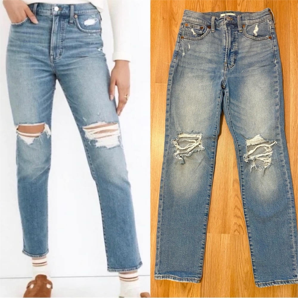 MADEWELL THE PERFECT VINTAGE JEAN DISTRESSED SIZE 24 DENMAN MOM JEANS DENIM MID